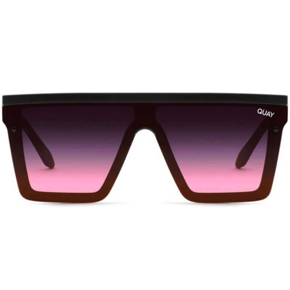 Quay Australia Hindsight Oversized Shield Sunglasses - Black/Pink